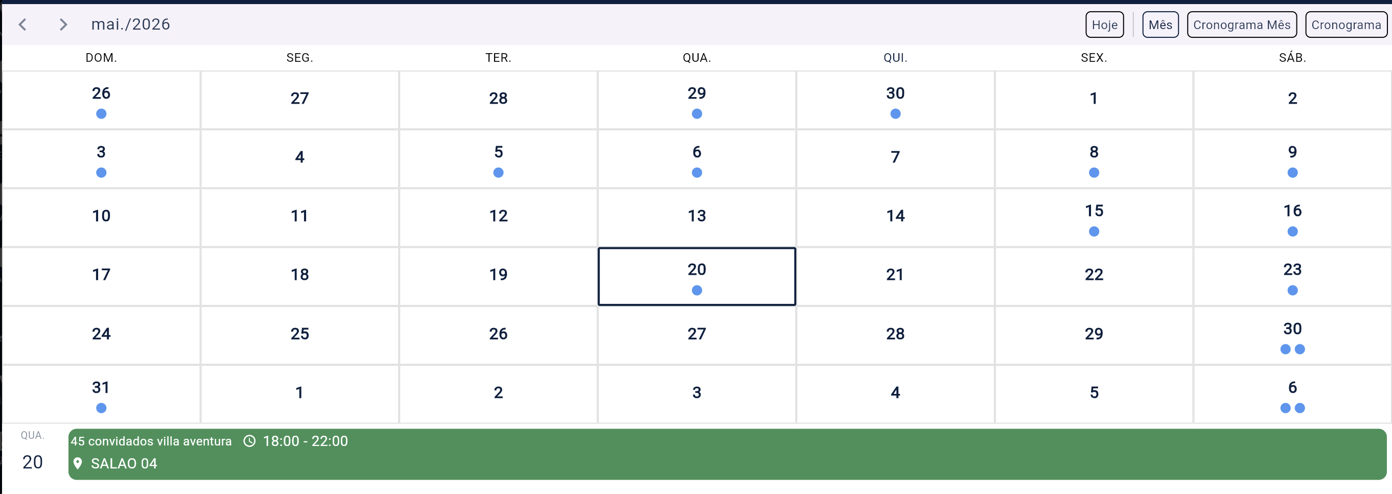 Calendário de Festas
